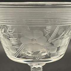 Rock Sharpe 6pc Caprice Crystal Cordials on Libbey Blanks c1930s USA 4.75″t 2oz