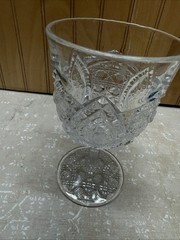 EAPG Pittsburgh Daisy, Cane & Button Clear Glass Goblet Stemware 5 3/4 in. Tall