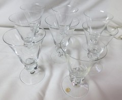 Vtg 8 Gulli Ingrid Swedish Claret Wine Crystal Glasses Hand Blown 1960’s