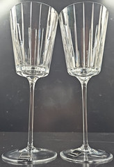 2 Rogaska Avenue All Purpose Goblets Set Crystal Vertical Cut Clear Stemware Lot