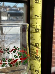Libbey Christmas Holly & Ribbon Wine Glass/Water Goblet ~2.95 Diam ~6.5″ Tall