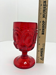 Vintage LE Smith Ruby Red Moon and Star Wine Water Goblet 5 7/8″