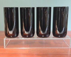Vintage Set of 4 Libbey Highball Drinking Glass Tumblers Black Amethyst Purple