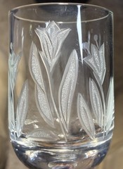 Set Of 2 Tuscany Tulip Etched Wine Glasses