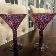 San Miguel Glassware By Jay Weberling Margarita Martini Confetti Design Set of 2