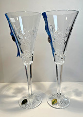 2 Waterford Crystal Snowflake Wishes Goodwill 3rd Edition Champagne Flutes 10.5″