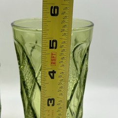 2 VTG Anchor Hocking GEMSTONE AVOCADO Green Diamond Textured 15 OZ Glass Tumbler