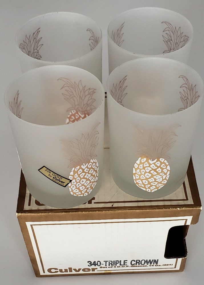 VINTAGE Frosted CULVER 22K GOLD PINEAPPLE 340 – triple crown ORIG. BOX UNUSED