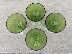 Cambridge Glass Elegant Aurora Green Wine, Cordial, Cocktail Glassware Set of 4