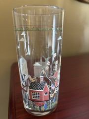 Warren Kimble Americana Birdhouse Glass Tumbler Vintage