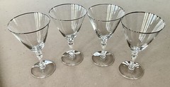 Vtg Tiffin Franciscan Montclair Crystal Water Goblets Platinum Rim~Set of 4