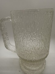 Set Of Four Vintage Indiana Glass Crystal Ice Tree Bark Pattern Beer Mugs EUC