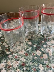 Vintage Hazel Atlas New Century MCM Deco Juice Tumbler Drinking Glass Retro Red