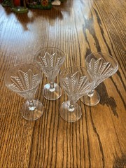Vintage American Brilliant Cut Glass 5”x 2.5” Wine Cocktail Glasses Set of 4