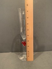 Stolzle Lausitz Red Hearts Champagne Glass/ Flute 9.5″