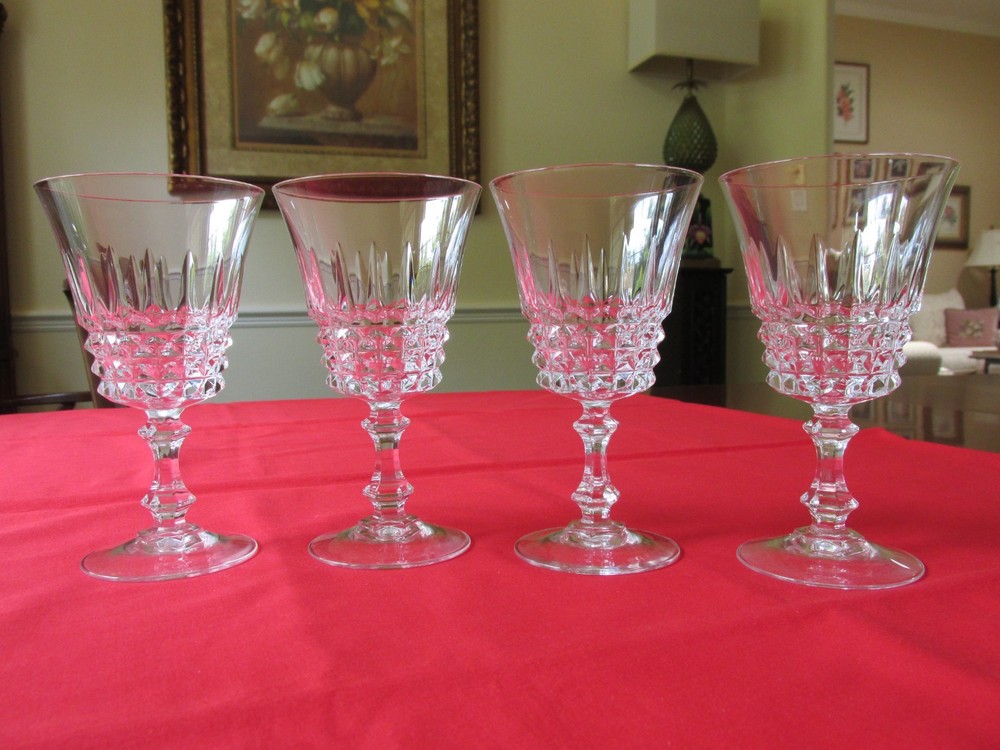 Set 4 Cristal D’Arques France TUILLERIES VILLANDRY Crystal Water Goblet 6 1/8″ A