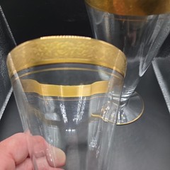 VTG Tiffin Franciscan Rambler Rose Footed Tumbler 24k Gold Set Of 2