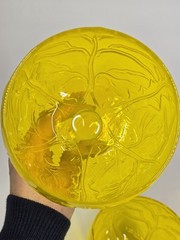 Vtg 2pc Secla Sigma Taste Setter Cabbage Leaf Yellow* Glass Goblets Portugal 60s