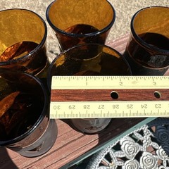 VTG MCM Amber Mexican Imprisoned Glass Tumblers Felipe Derflinger Brutalist (6)