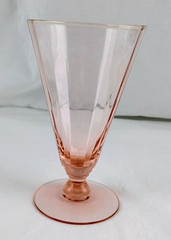 Vintage FRY 11.5 oz Footed Tumbler Pink Regular Panel Optic Depression Glass EUC