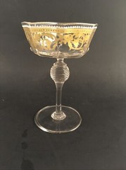 Antique Venetian Gold Gilt & Enameled Coupe Glasses by Salviati of Murano Italy