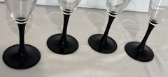 Modern Gothic Vintage Black Stem Luminarc Champagne Glasses Wine Flutes Set Of 4