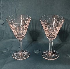 2 Waterford Crystal Glenmore Claret Wine Glass 7″ Tall x 4″ Signed Very Good Lot