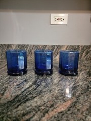 Set of 3 Anchor Hocking Essex Cobalt Blue 3.5 inches Tall Tumblers 8 oz EUC