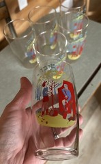 Swanky Swigs MCM Vintage Glasses With Children Planting Tree- Set Of 6 In Hebrew