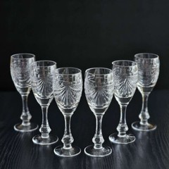 Elegant and Modern Crystal Sherry Glass – 2.5oz, 70ml, Russian Cut, Set of 6