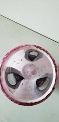 Murano Vase, 19 in. tall pink, white, black and clear. Hand blown no sticker