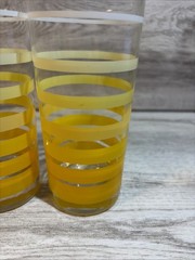 Vintage MCM Yellow Striped Drinking Glasses Lot of 4 Highball Retro Summer Cool