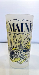Vtg 1950s Hazel Atlas Frosted Souvenir State of Maine Cocktail / Drinking Glass