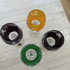 LAUSITZER GLAS 4 8.25 AJKA MARSALA Cut Crystal Handcut Mouthblown Goblets