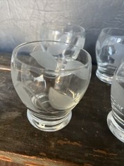 vintage etched glass cordial cocktail set of six Mid Century Barware Glasses