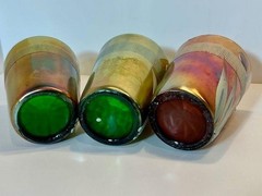 3 Vintage Fenton Carival Glass Hand Painted Enameled Iris Tumblers