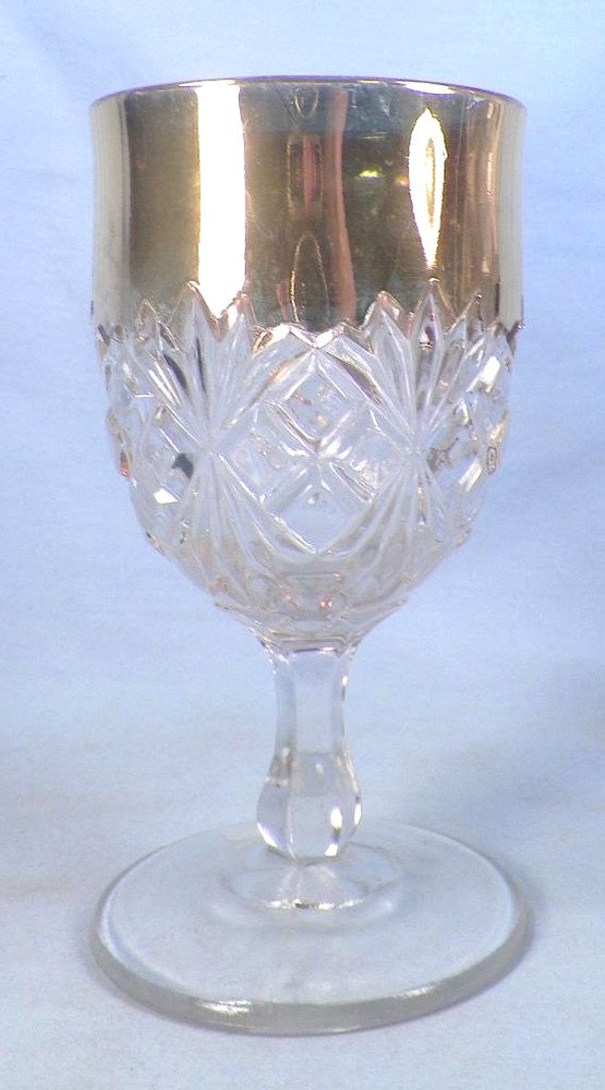 Sheaf & Block Goblet Co-Operative Flint Glass 200 EAPG Clear Gold Fickle 1892