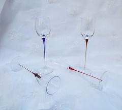 Vintage Multicolor Teardrop Stem Circleware Set of Four Glasses