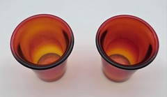 2 Vintage Amber Glass Cup Tumbler Insert 4″