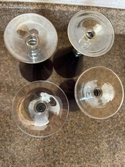 Set of 4 Purple Hand Blown Wine/Cocktail Elegant Glasses Barware Used