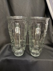 Set Of 2 Clear glass cowboy boot beer mugs by Libby or Anchor Hocking