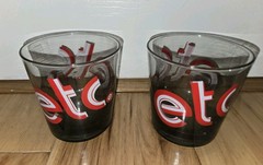 LOT OF 2 Federal Glass Barware Highball Etc. Drink Party Glasses Vintage Retro