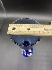 Vintage Cobalt Blue Hand Blown Long Stem Wine Glasses 7 3/4” Tall