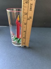 Vintage Christmas MCM Holly Candle Drinking Glasses Tumblers Set (7) Drinkware