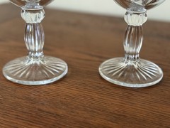Star Burst Design Ribbed Stem Heavy Cut Glass 12 Ounce Wine Water Goblets 2-Set