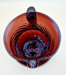 Hand Blown Amethyst Swirl Glass Pitcher & 5 Glasses Art Glass Drink Set
