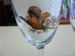 (4) Ring Necked Pheasants stemmed glasses 5 1/4″ tall hold 6 oz.