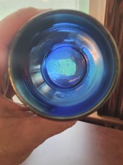WOW ELECTRIC Blue Northwood Carnival Glass Peach Pattern Tumbler