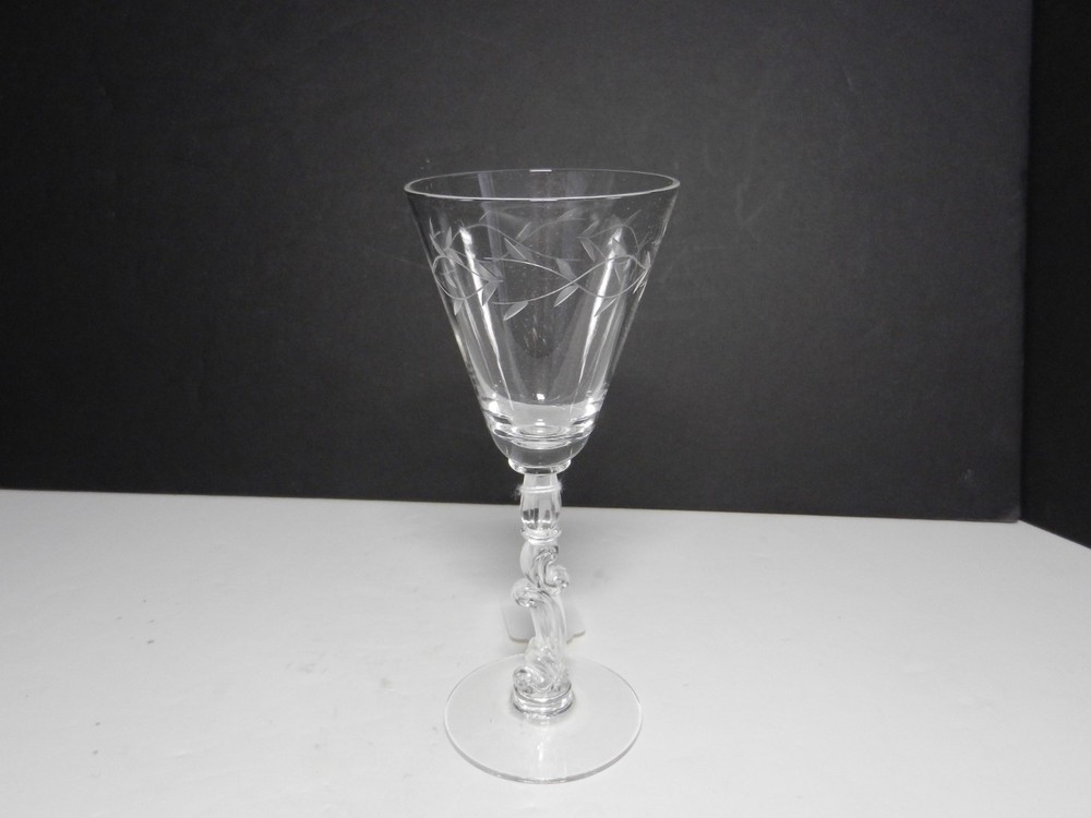 Tiffin Baroque Cut Claret Wine Clear Gray Cut 6 1/2″ T
