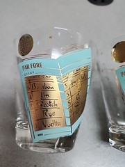 2 Par Fore 19th Hole Aqua and Gold Colored Barware Glasses